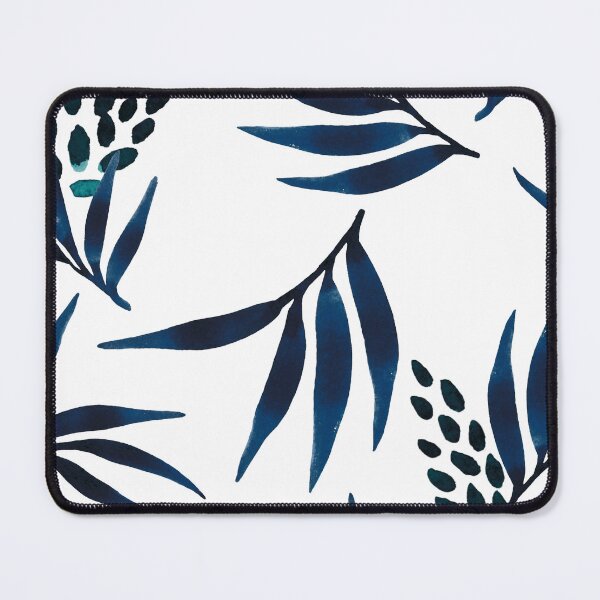 Item preview, Indigo blue leaves/floral pattern designed and sold by AlessandraWood.