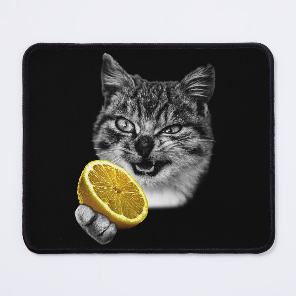 Item preview, Cat Eating Lemon Funny Fruit Kitty  designed and sold by wowwowmeow.