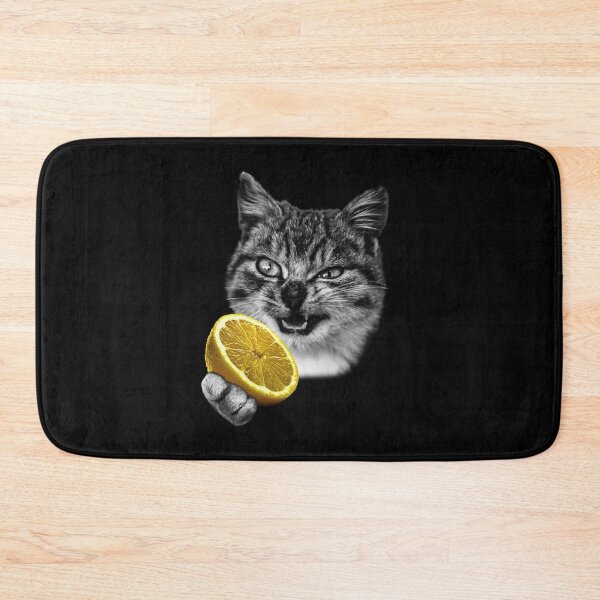 Item preview, Cat Eating Lemon Funny Fruit Kitty  designed and sold by wowwowmeow.
