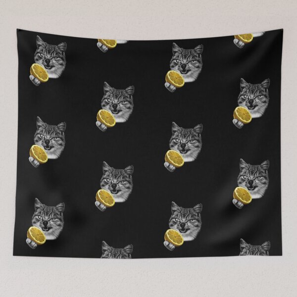 Item preview, Cat Eating Lemon Funny Fruit Kitty  designed and sold by wowwowmeow.