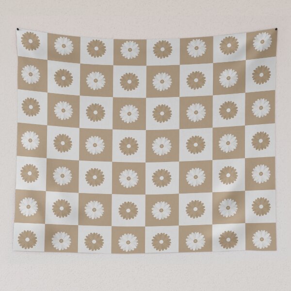 Item preview, Beige Daisy Checkered Pattern designed and sold by wonderxwander.