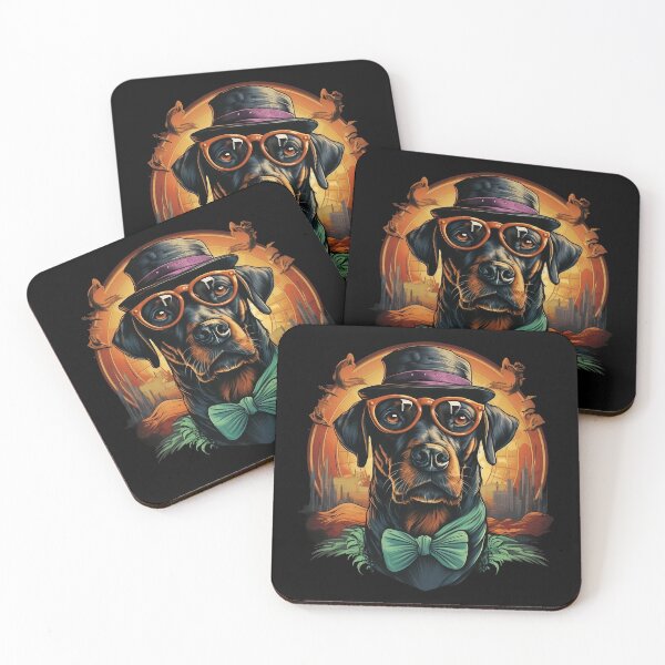Item preview, Doberman Dog With Hat And Glasses Art, designed and sold by Obsidian Ink by Wilshire.