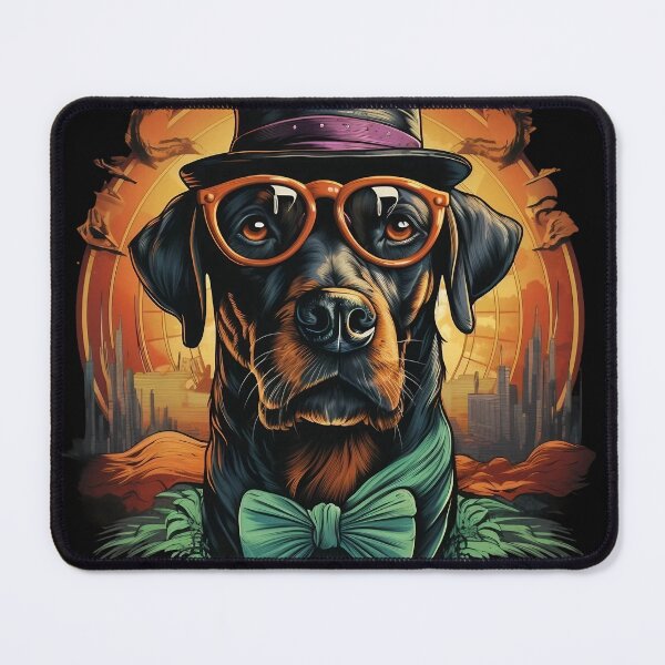 Item preview, Doberman Dog With Hat And Glasses Art, designed and sold by Obsidian Ink by Wilshire.