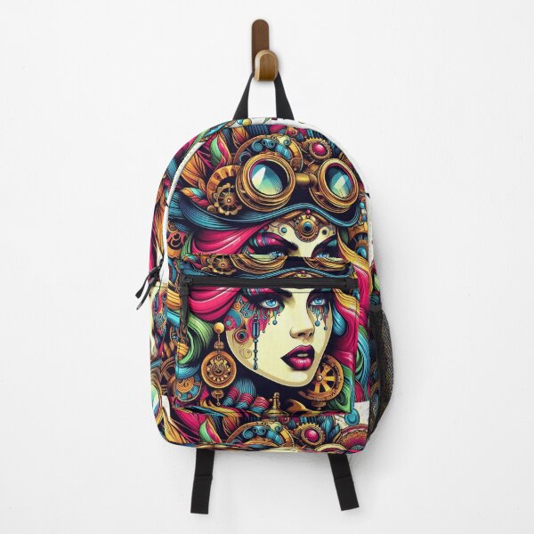 Item preview, Burner Rainbow Steampunk Pop Art Nouveau Girl Drawing Illustration designed and sold by CoffeeIsATrip.