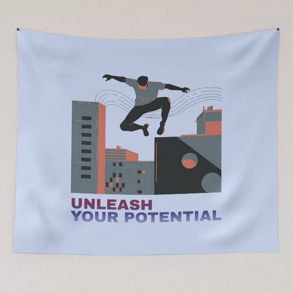 Item preview, Parkour Potential Unleashed - Aesthetic Guy Doing Parkour Illustration designed and sold by Tecnofa.