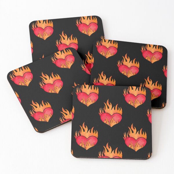 Item preview, Hearts on fire flaming watercolor hearts designed and sold by SamAnnDesigns.