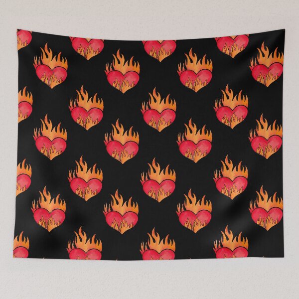Item preview, Hearts on fire flaming watercolor hearts designed and sold by SamAnnDesigns.