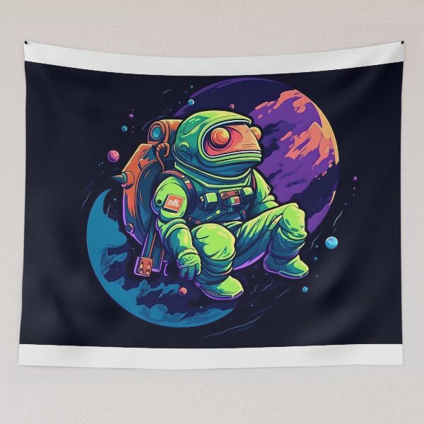 Item preview, Frog Astronaut in Neon Orbit designed and sold by ai-depot.