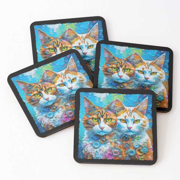 Aperçu de l'œuvre Chats peints à l’acrylique créée et vendue par SeledineArt.