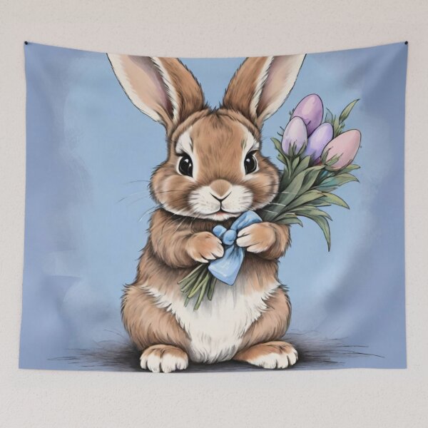 Item preview, Colorful Festive Easter Eggs Easter Bunny Spring Flowers Version 201 designed and sold by DreamingAwake1.
