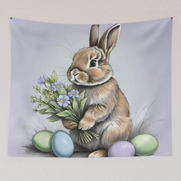 Item preview, Colorful Festive Easter Eggs Easter Bunny Spring Flowers Version 202 designed and sold by DreamingAwake1.