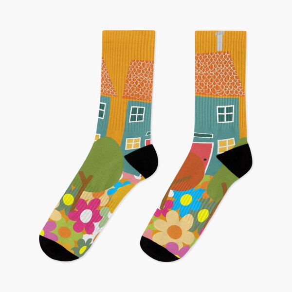 Item preview, Nordic Charm Colorful Houses, Vibrant Trees, and Blossoming Flowers designed and sold by Nordic Heat Co..