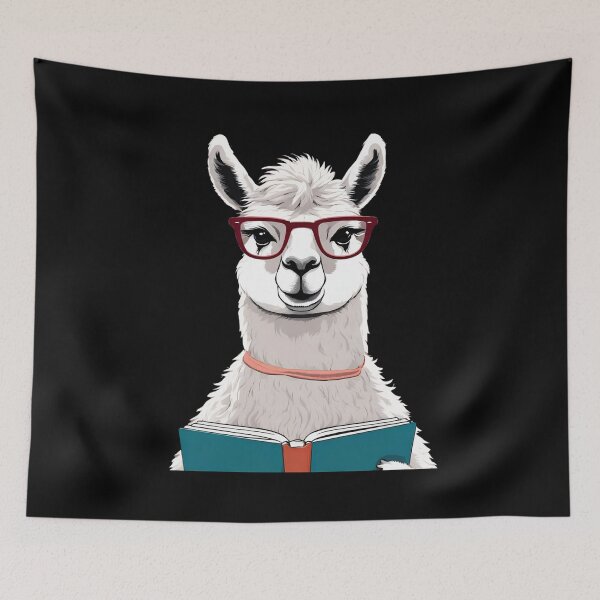 Item preview, Librarian llama Reading A Book, Adorable Llama Bookworm designed and sold by Dabbing Turtle Designs.