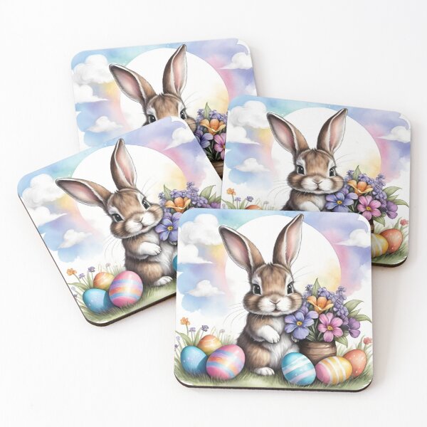 Item preview, Colorful Festive Easter Eggs Easter Bunny Spring Flowers Version 204 designed and sold by DreamingAwake1.