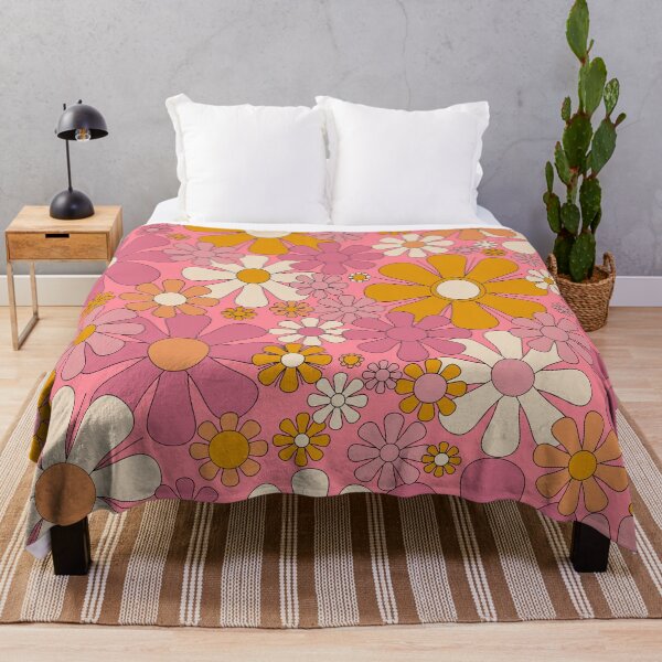 Item preview, Groovy Pink Retro Garden Flowers 60s 70s Floral Pattern designed and sold by kierkegaard.