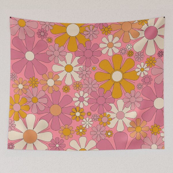 Item preview, Groovy Pink Retro Garden Flowers 60s 70s Floral Pattern designed and sold by kierkegaard.
