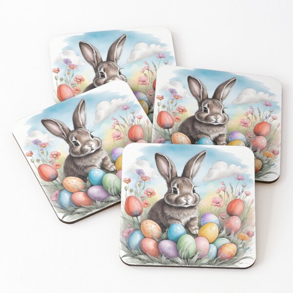 Item preview, Colorful Festive Easter Eggs Easter Bunny Spring Flowers Version 205 designed and sold by DreamingAwake1.