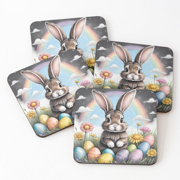 Item preview, Colorful Festive Easter Eggs Easter Bunny Spring Flowers Version 207 designed and sold by DreamingAwake1.