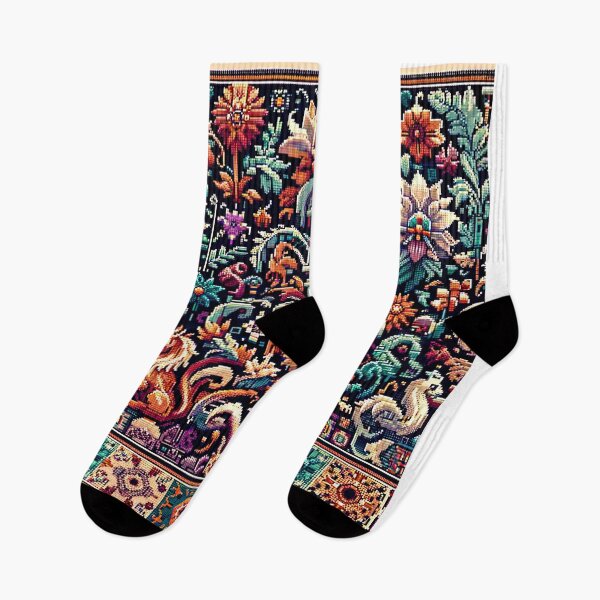 Artikelvorschau, nahtlose Muster mit floralen Mustern und Elementen, die an Fabelwesen oder mittelalterliche Szenen erinnern entworfen und verkauft von rizaldz.