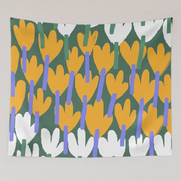 Item preview, Iconic Modern Tulip Field in White, Yellow and Green designed and sold by Deutschic.