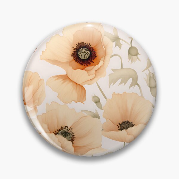 Artikelvorschau, Cottagecore Beige Mohnblumen Botanische Blumen Pastell Wildblumen entworfen und verkauft von fluffstuffgifts.