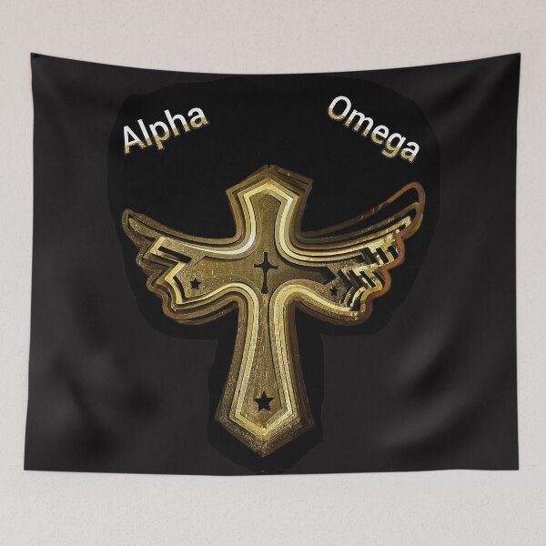 Artikelvorschau, Elegantes Alpha-Omega-Kreuz aus schwarzem Gold, religiöses, inspirierendes Design entworfen und verkauft von Rhonda Brown.