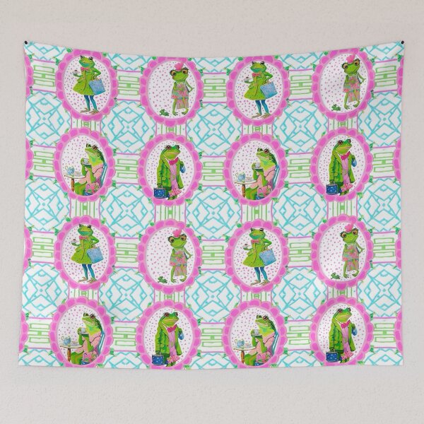 Item preview, Preppy frog doing girly things designed and sold by SophieClimaArt.