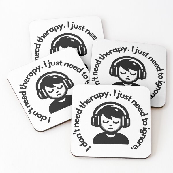 Item preview, "I don't need therapy. I just need to ignore." featuring a boy wearing headphones and eyes closed - Cute design on designed and sold by ExtraMessages.