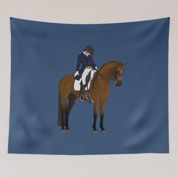 Item preview, Bay Dressage Horse and Rider Salute designed and sold by DappledMoon.