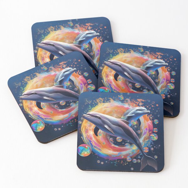 Item preview, Rainbow Dolphins playing with bubbles designed and sold by TheGlassPortal.
