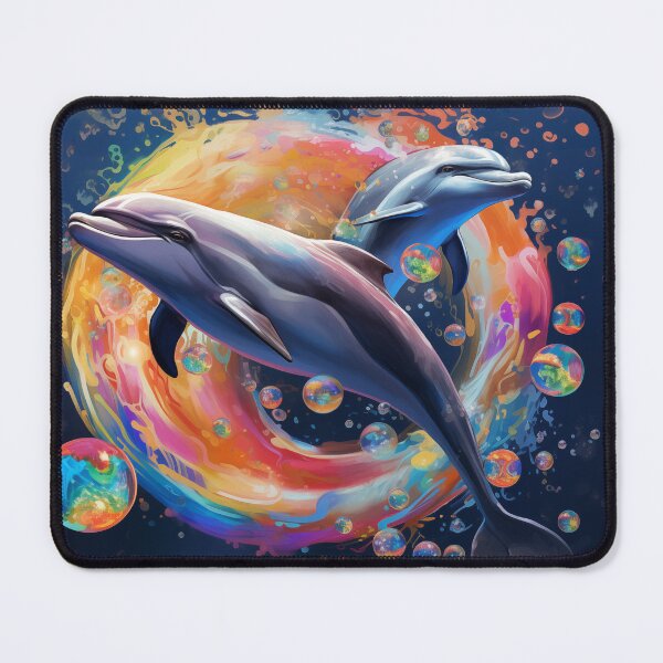 Item preview, Rainbow Dolphins playing with bubbles designed and sold by TheGlassPortal.