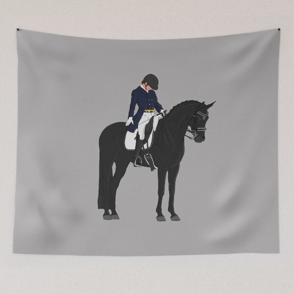 Item preview, Black Dressage Horse and Rider Salute designed and sold by DappledMoon.