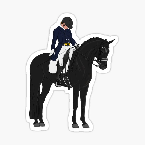 Item preview, Black Dressage Horse and Rider Salute designed and sold by DappledMoon.
