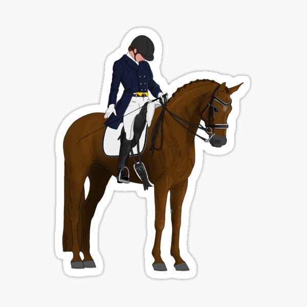 Item preview, Salut du cheval et du cavalier de dressage alezan designed and sold by DappledMoon.