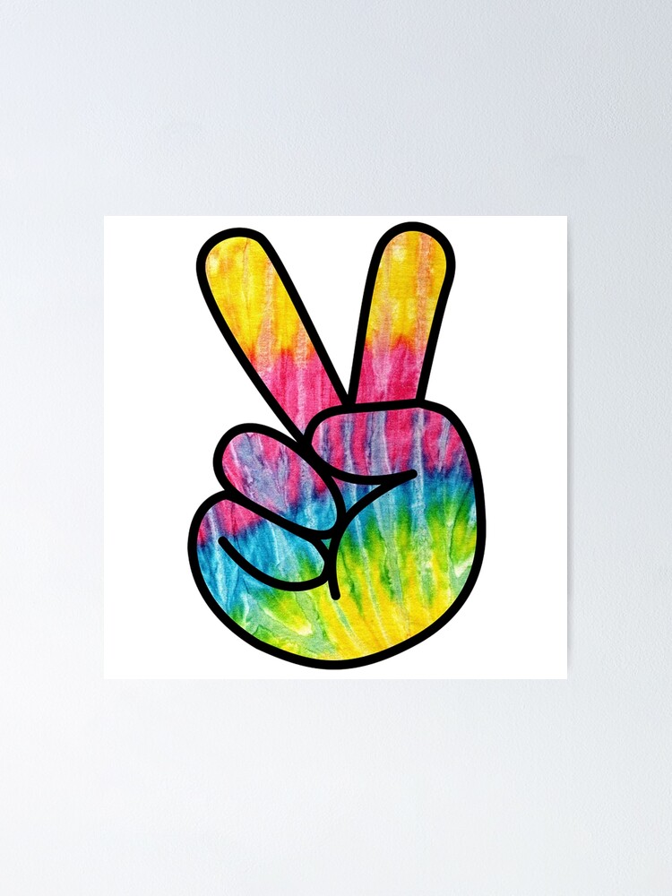 Colorful Peace Hand Sign Poster By Pauls34 Redbubble
