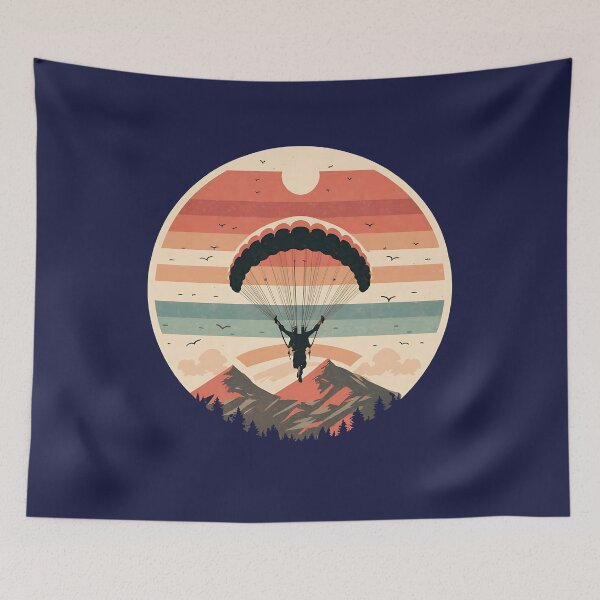 Item preview, Vintage Paragliding Circle Illustration - Mountain Scenery designed and sold by Tecnofa.