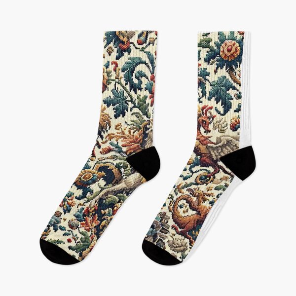 Item preview, seamless pattern  floral designs and elements reminiscent of mythical creatures or medieval scenes designed and sold by rizaldz.