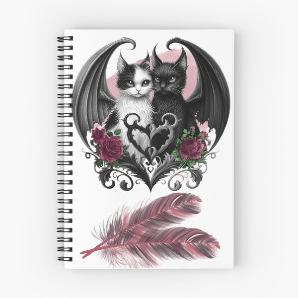 Artikelvorschau, Gothic Cats and Roses Valentine White entworfen und verkauft von MoodyMuseArt.