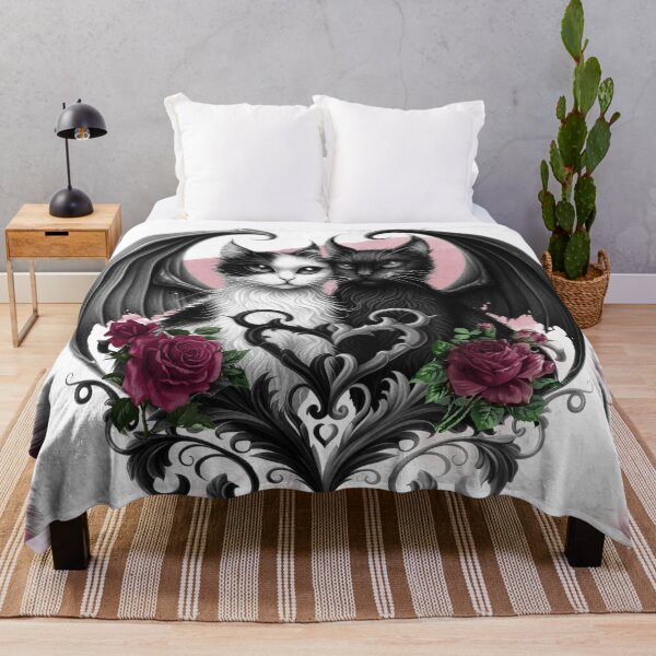 Item preview, Gothic Cats and Roses Valentine White designed and sold by MoodyMuseArt.