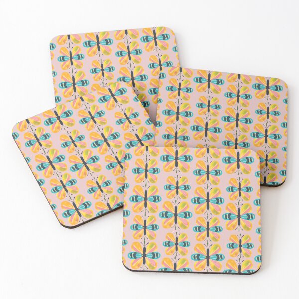 Item preview, Retro Butterflies - Pink and Yellow - 1960s Pattern designed and sold by DreamersPlan.