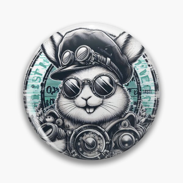 Item preview, black and white rabbit wearing goggles and a hat steampunk designed and sold by Mechanical-Artt.
