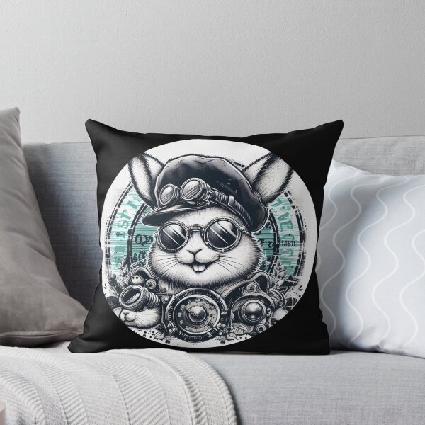 Item preview, black and white rabbit wearing goggles and a hat steampunk designed and sold by Mechanical-Artt.