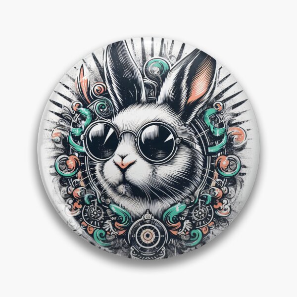 Item preview, rabbit wearing sunglasses, psychedelic art designed and sold by Mechanical-Artt.