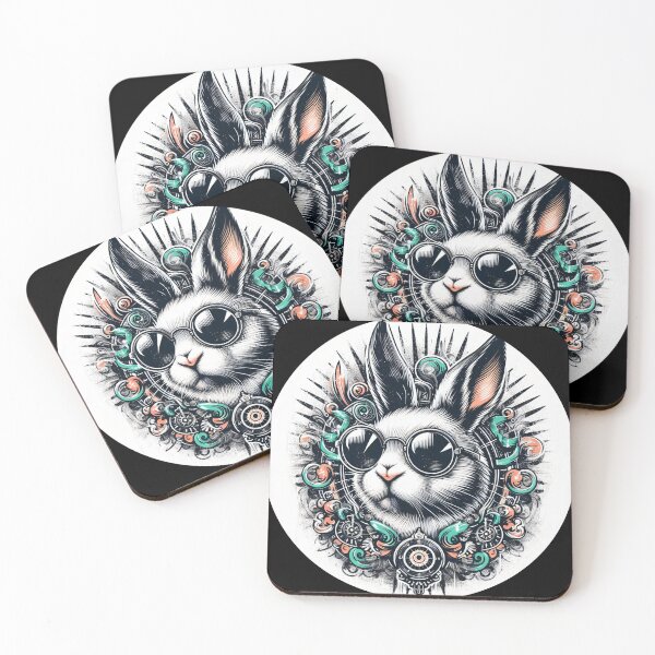 Item preview, rabbit wearing sunglasses, psychedelic art designed and sold by Mechanical-Artt.