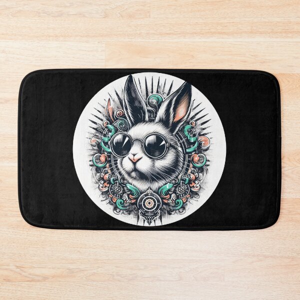 Item preview, rabbit wearing sunglasses, psychedelic art designed and sold by Mechanical-Artt.