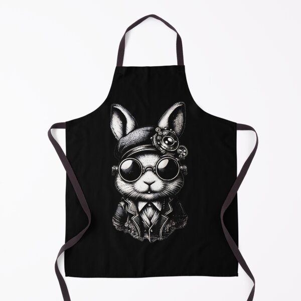 Aperçu de l'œuvre lapin noir et blanc portant un chapeau et des verres, Steampunk créée et vendue par Mechanical-Artt.