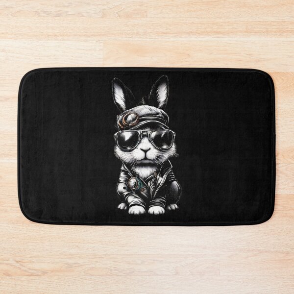 Item preview, rabbit wearing sunglasses and a leather jacket designed and sold by Mechanical-Artt.