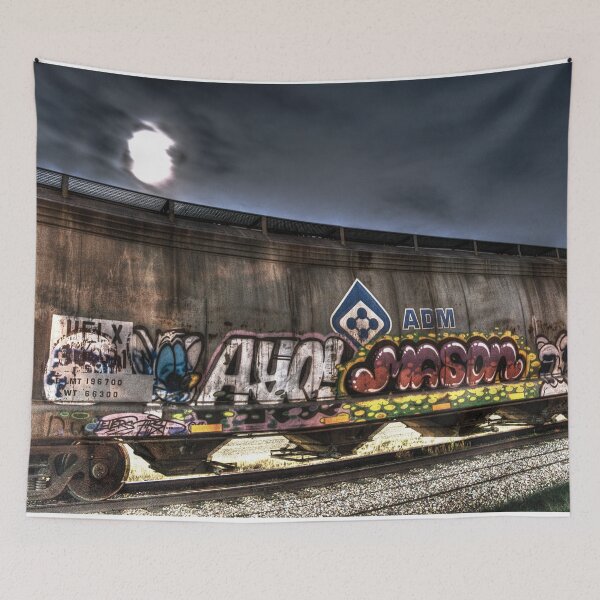Item preview, Graffiti Train Car Under Moon Light designed and sold by ColdCreekCanvas.