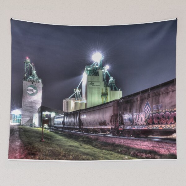 Item preview, Grain Station Graffiti Train Under Moon Light designed and sold by ColdCreekCanvas.