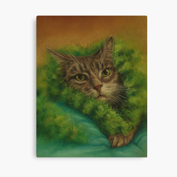 Peeved Cat in a Green Boa Canvas Print